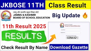JKBOSE Class 11th Result 2025 Update For Students
